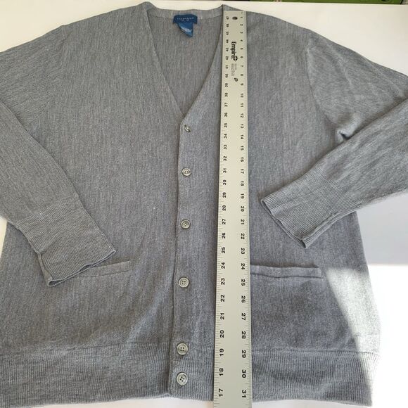 VTG Towncraft Cardigan Sweater Men XL Tall XLT Gray Button Pocket Grandpa Preppy - Picture 5 of 6